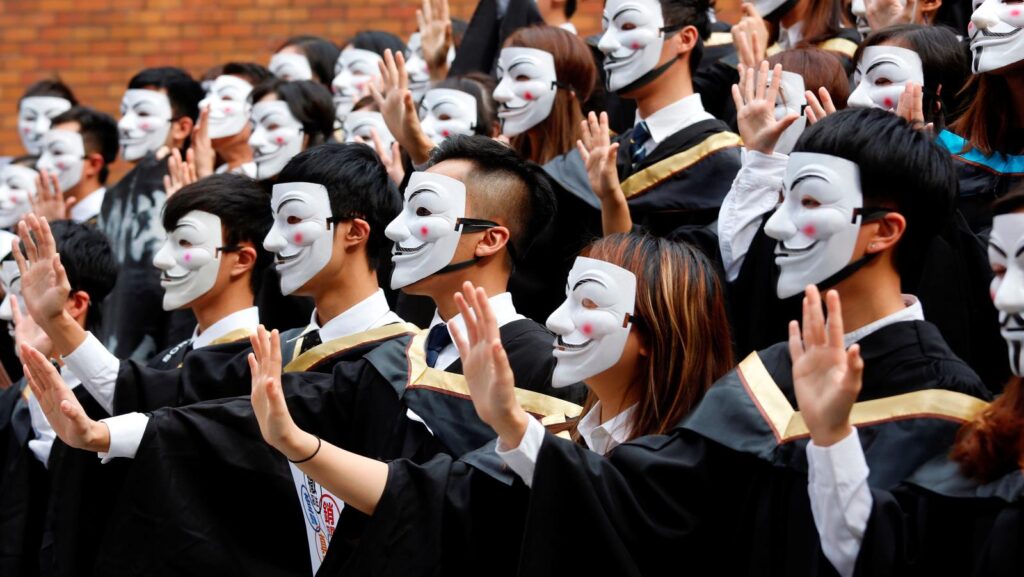 Guy Fawkes masks. 